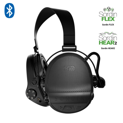 Słuchawki Sordin Supreme X2 BT, z aktywną ochroną słuchu, nakarkowe, czarne kubeczki slim, wkładki piankowe